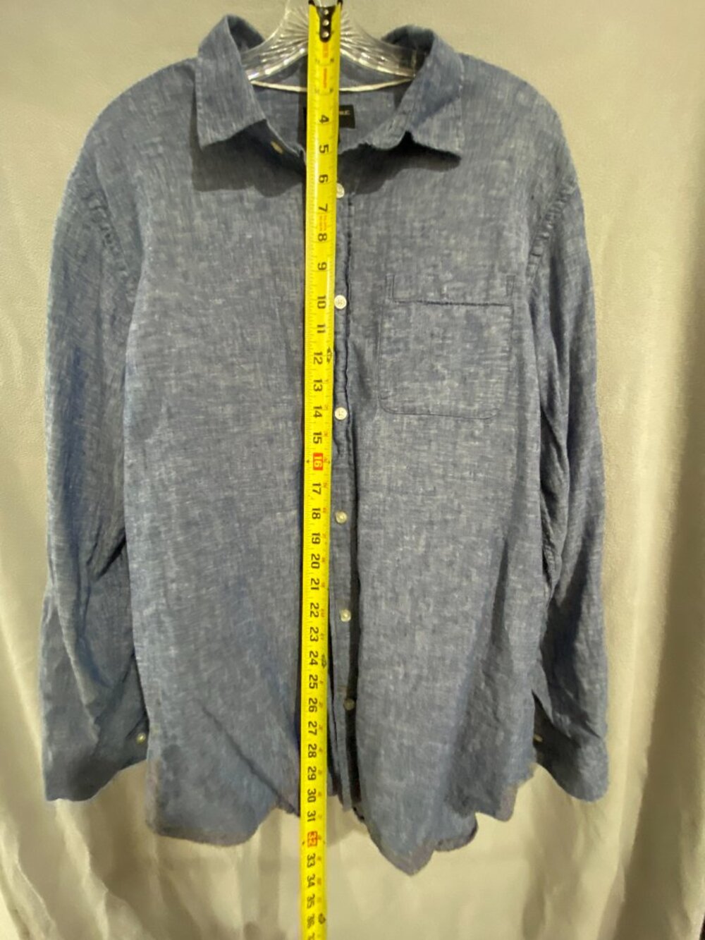 Banana Republic Men's XL Blue Linen Cotton Button-Up Shirt Long Sleeve Linen - Picture 3 of 6